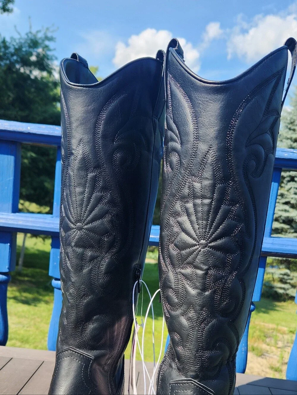 NWT Wild Fable Black Western Style Knee High Boots Size 7½